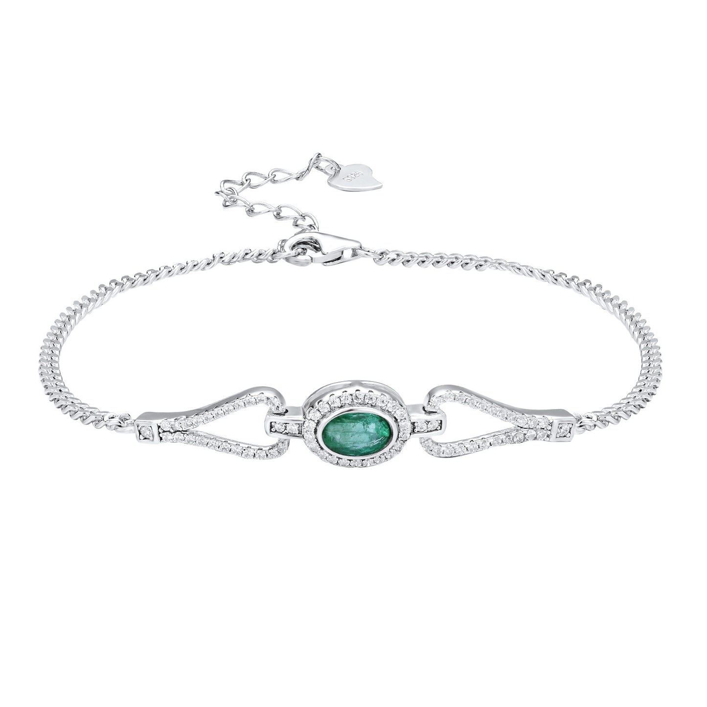 Mode S925 Argent Émeraude Bracelet Avec Zircone - Maria B.