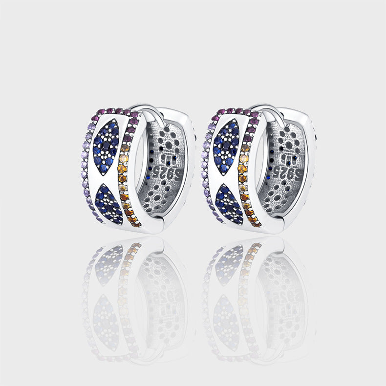 Sterling Silver 925 Ring Women's Luxury Small Group Full Diamond Wide Edition Earrings - Maria B.