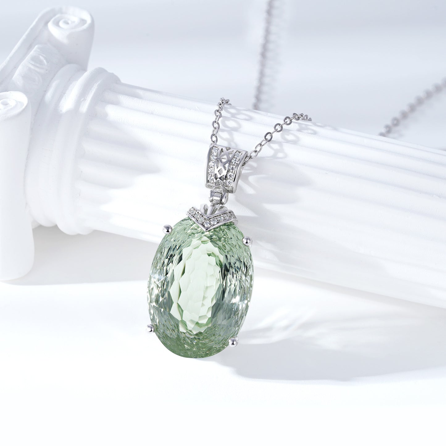 Joyau Naturel cristal vert Collier Pendentif, Avancée S925 Sterling Argent - Maria B.