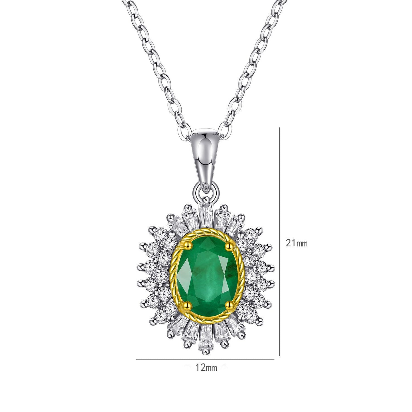 Naturel Émeraude Pendentif Féminin Minoritaire Conception Bijoux S925 Argent Chaîne - Maria B.