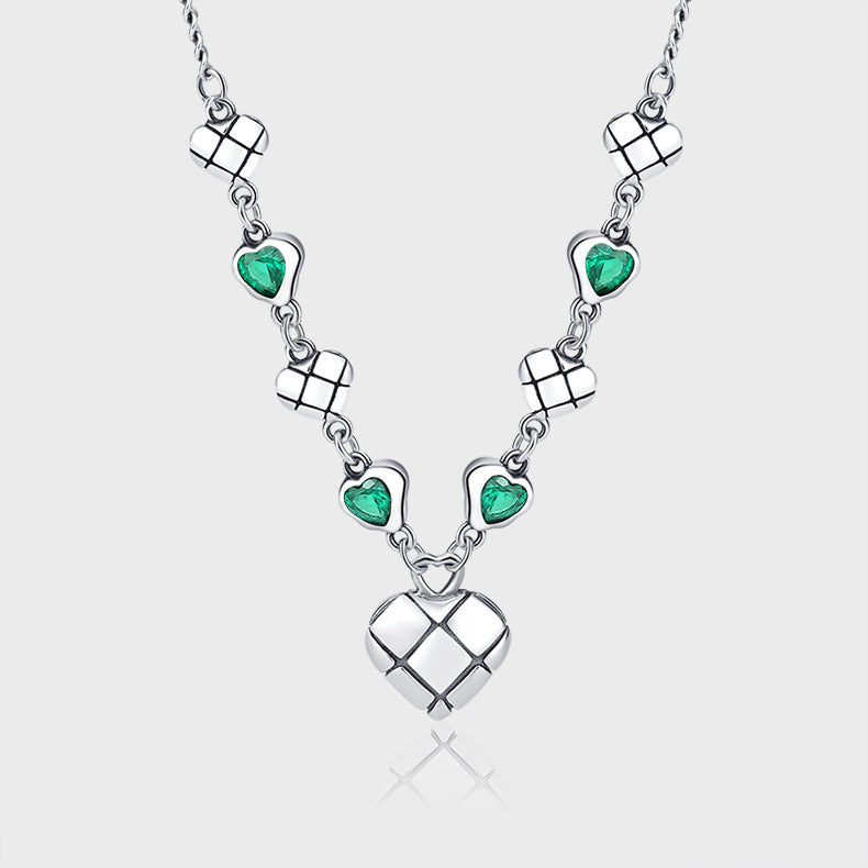 Vert Zirconium Amour Splice Collier Femmes Ins de L'industrie Lourde De Mode Petit Groupe Clavicule Chaîne - Maria B.