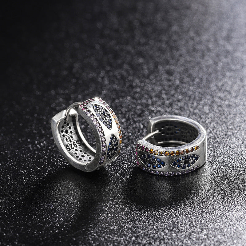 Sterling Silver 925 Ring Women's Luxury Small Group Full Diamond Wide Edition Earrings - Maria B.