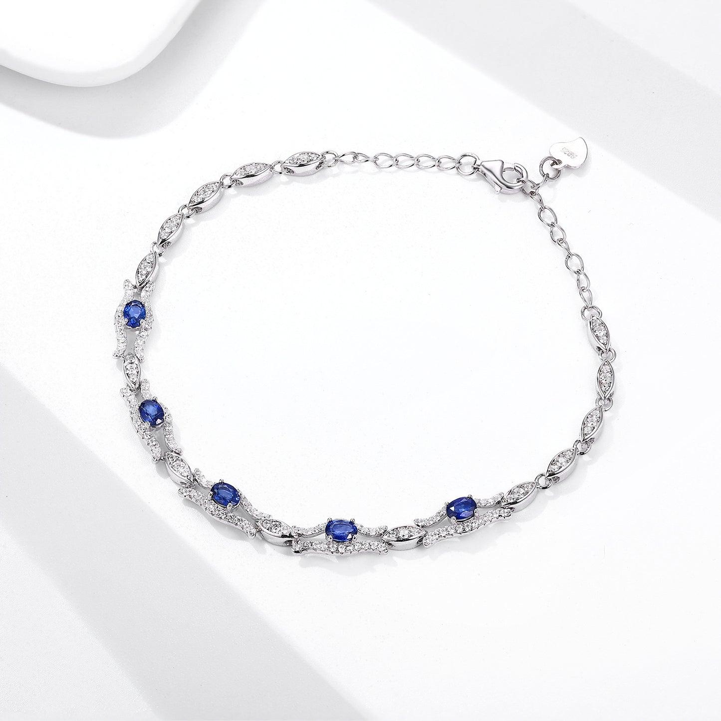 Naturel Saphir Bracelet Femmes de S925 Argent Set Gem Bijoux Prime D'origine Conception Bijoux - Maria B.