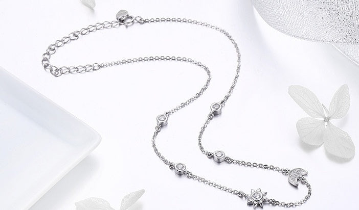 Sun Moon - Argent S925 plaqué Platinum et zircones