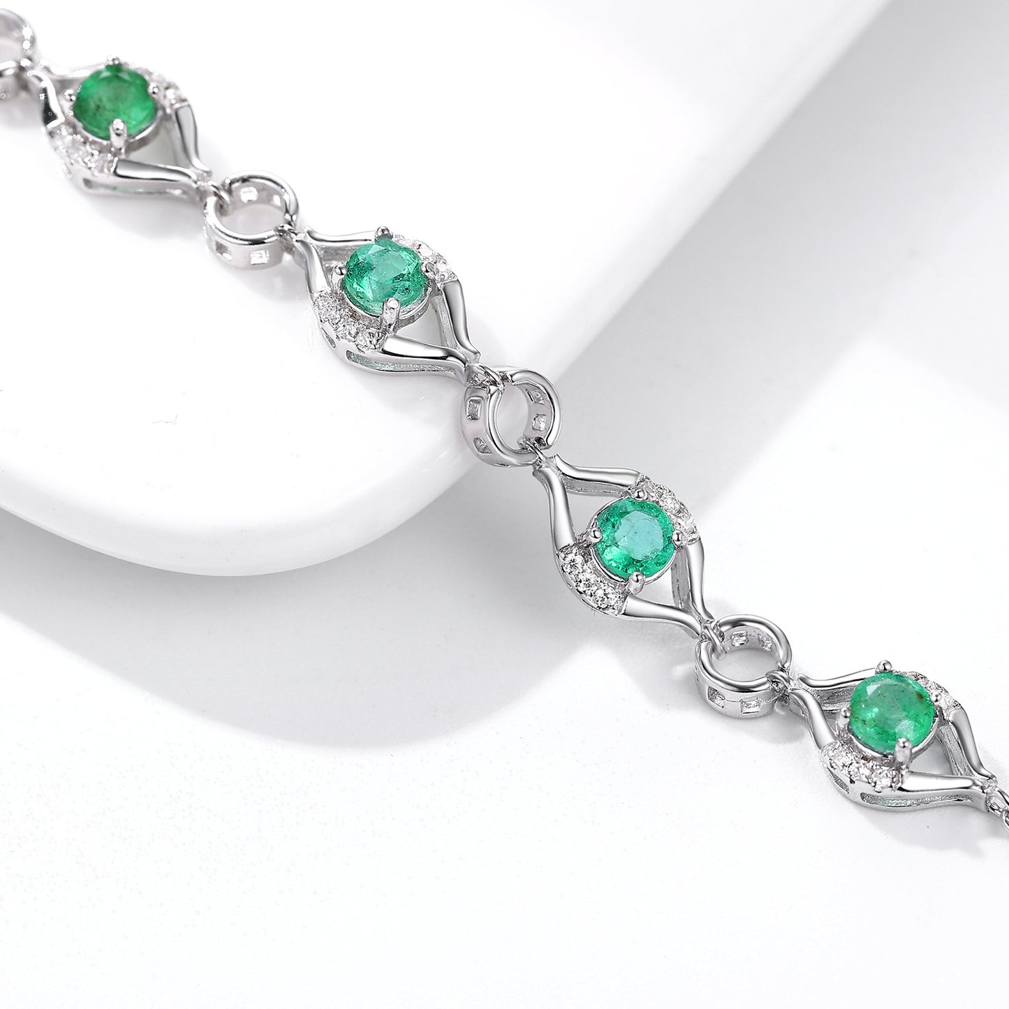 Naturel Émeraude Bracelet Femelle S925 Argent Set Gem Bijoux - Maria B.