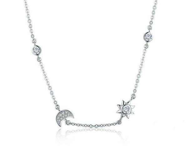 Sun Moon - Argent S925 plaqué Platinum et zircones