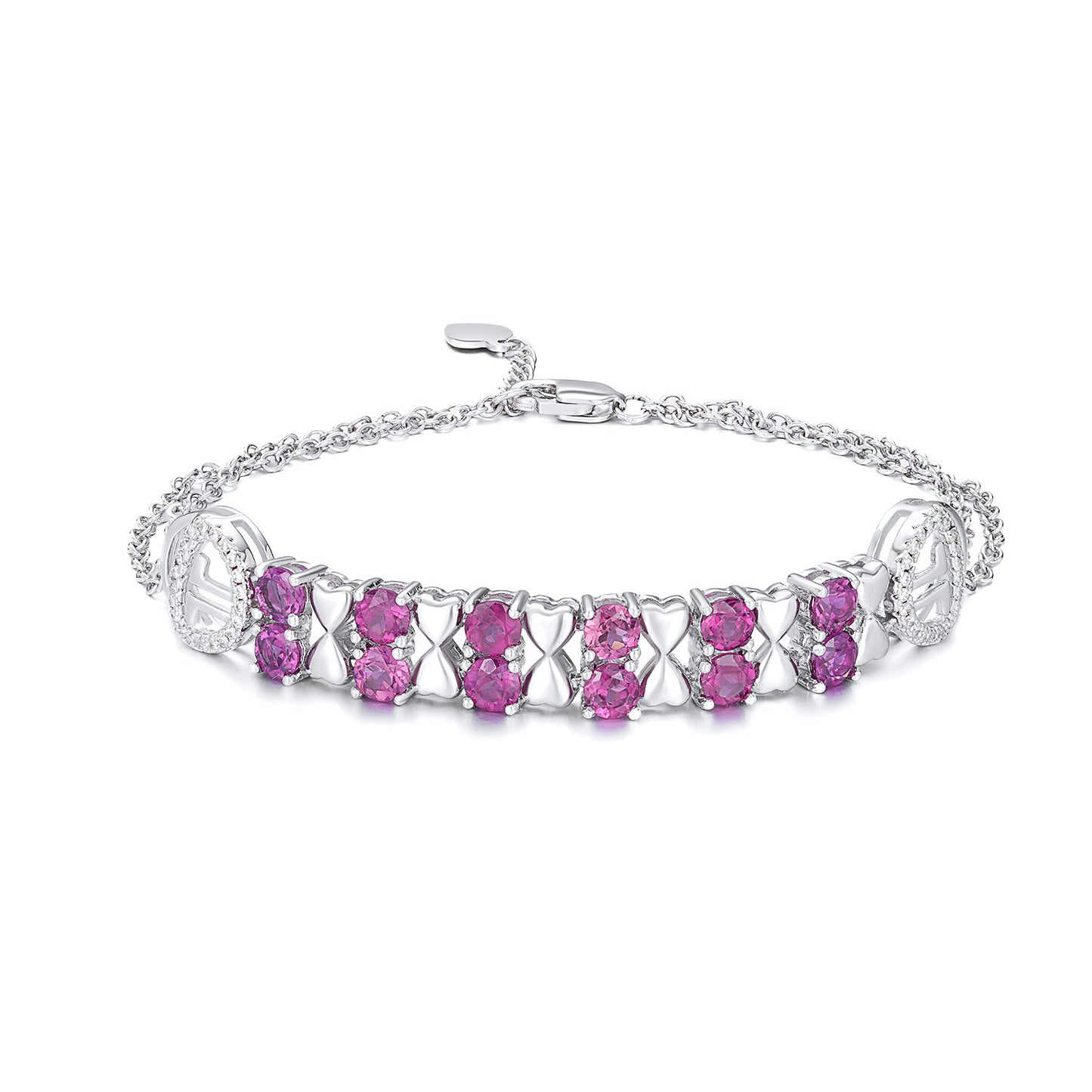 S925 Sterling Argent Pourpre Grenat Bracelet Femmes De Mode Zircon Clair De Luxe Bijoux - Maria B.
