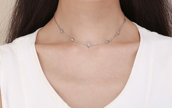 Sun Moon - Argent S925 plaqué Platinum et zircones