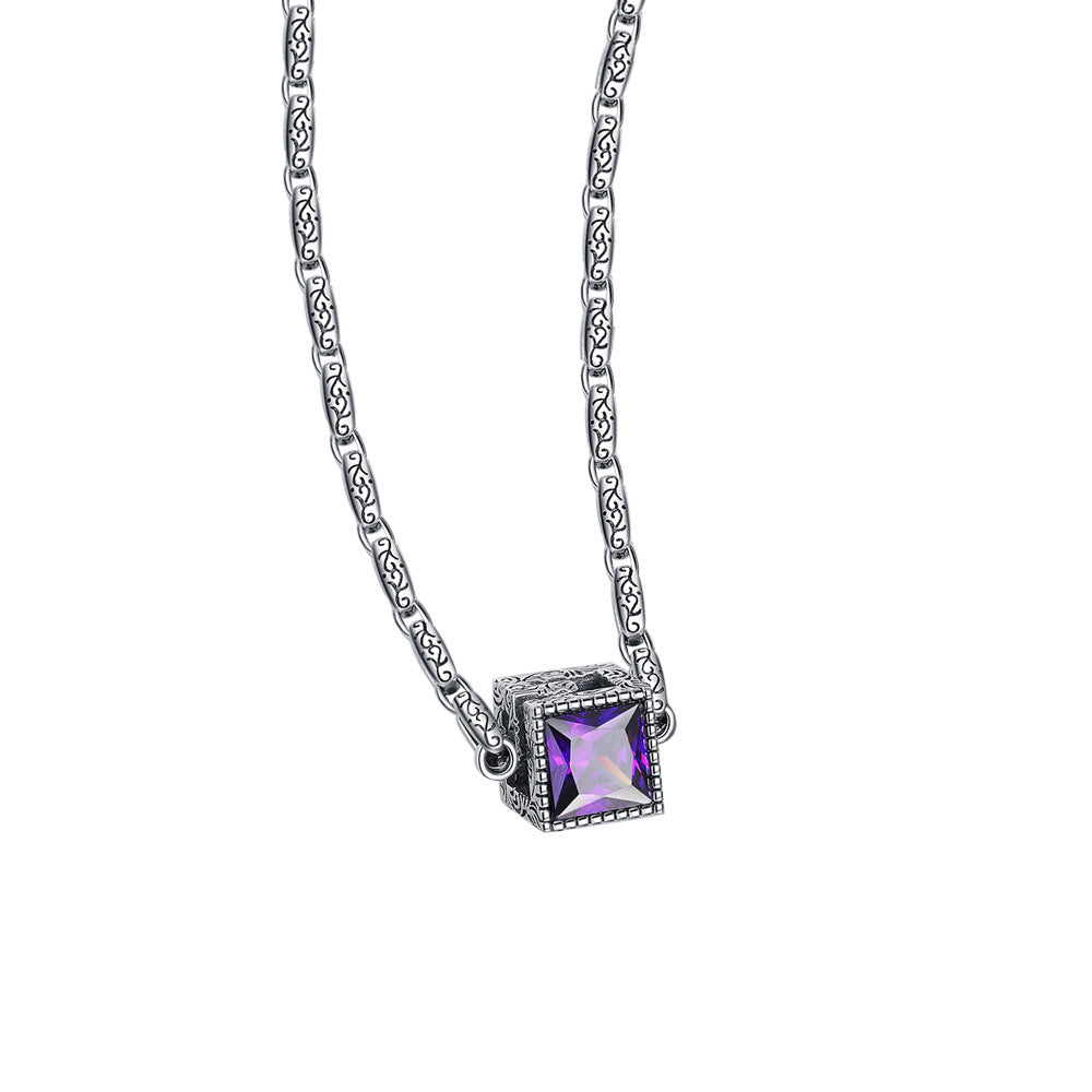 S925 Sterling Argent Grand G Double Couleur Cubique Zircon Collier L'industrie Lourde de Haute Qualité - Maria B.