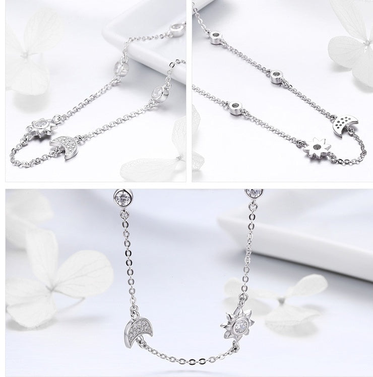 Sun Moon - Argent S925 plaqué Platinum et zircones