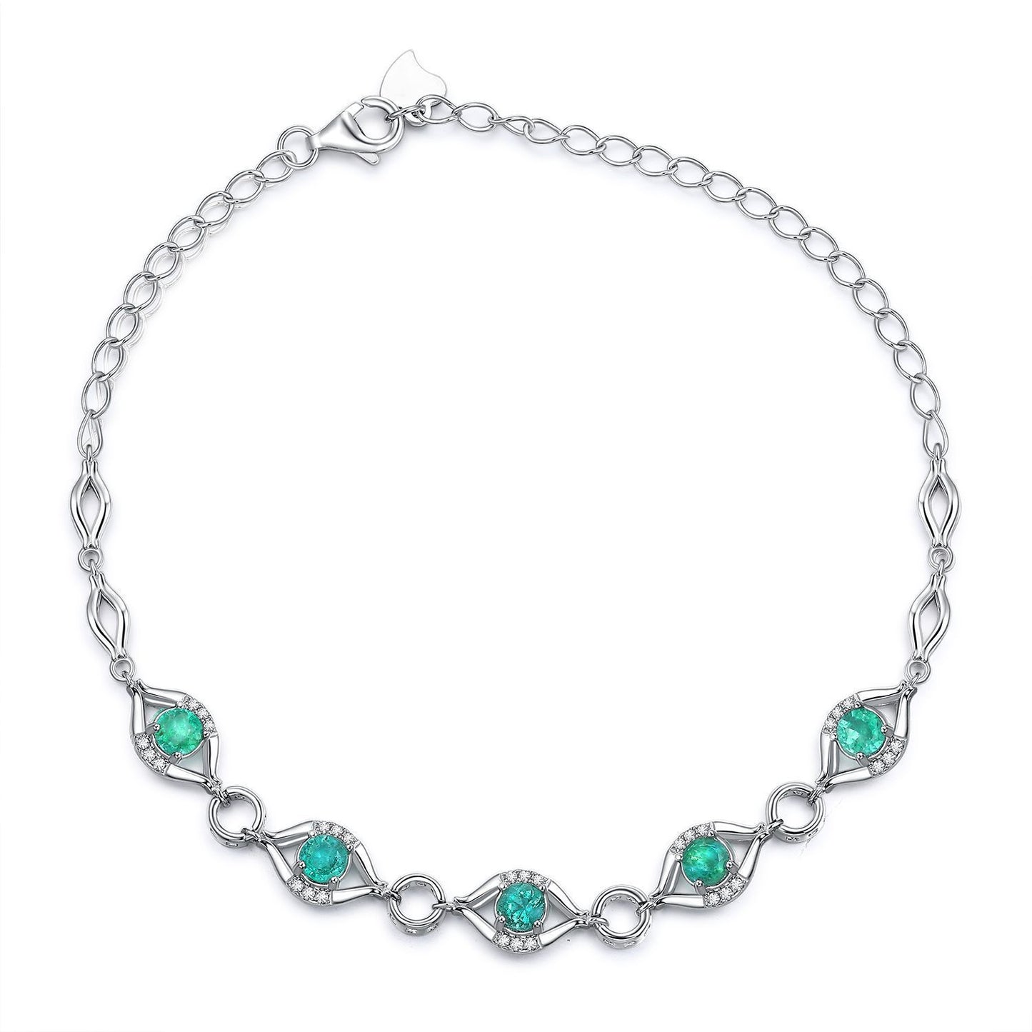 Naturel Émeraude Bracelet Femelle S925 Argent Set Gem Bijoux - Maria B.