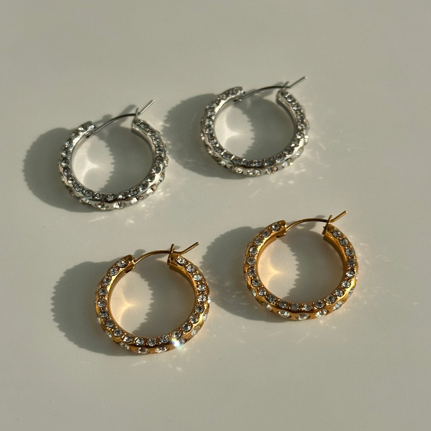 Boucles d'oreilles Corale - Acier Titane, Zircons