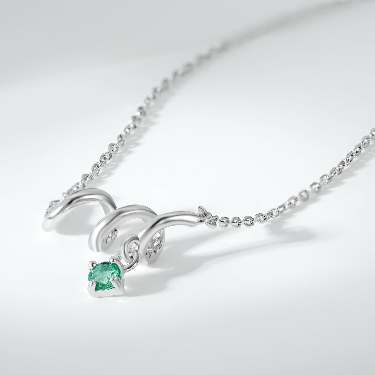 Fashion ECG Necklace Versatile Women's Jewelry Simple S925 Silver Set Emerald Pendant Collar Chain - Maria B.