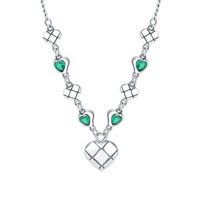 Vert Zirconium Amour Splice Collier Femmes Ins de L'industrie Lourde De Mode Petit Groupe Clavicule Chaîne - Maria B.