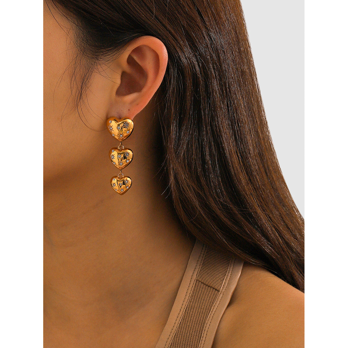 Boucles d'oreilles LOVE - Acier inoxydable plaqué Or 18K