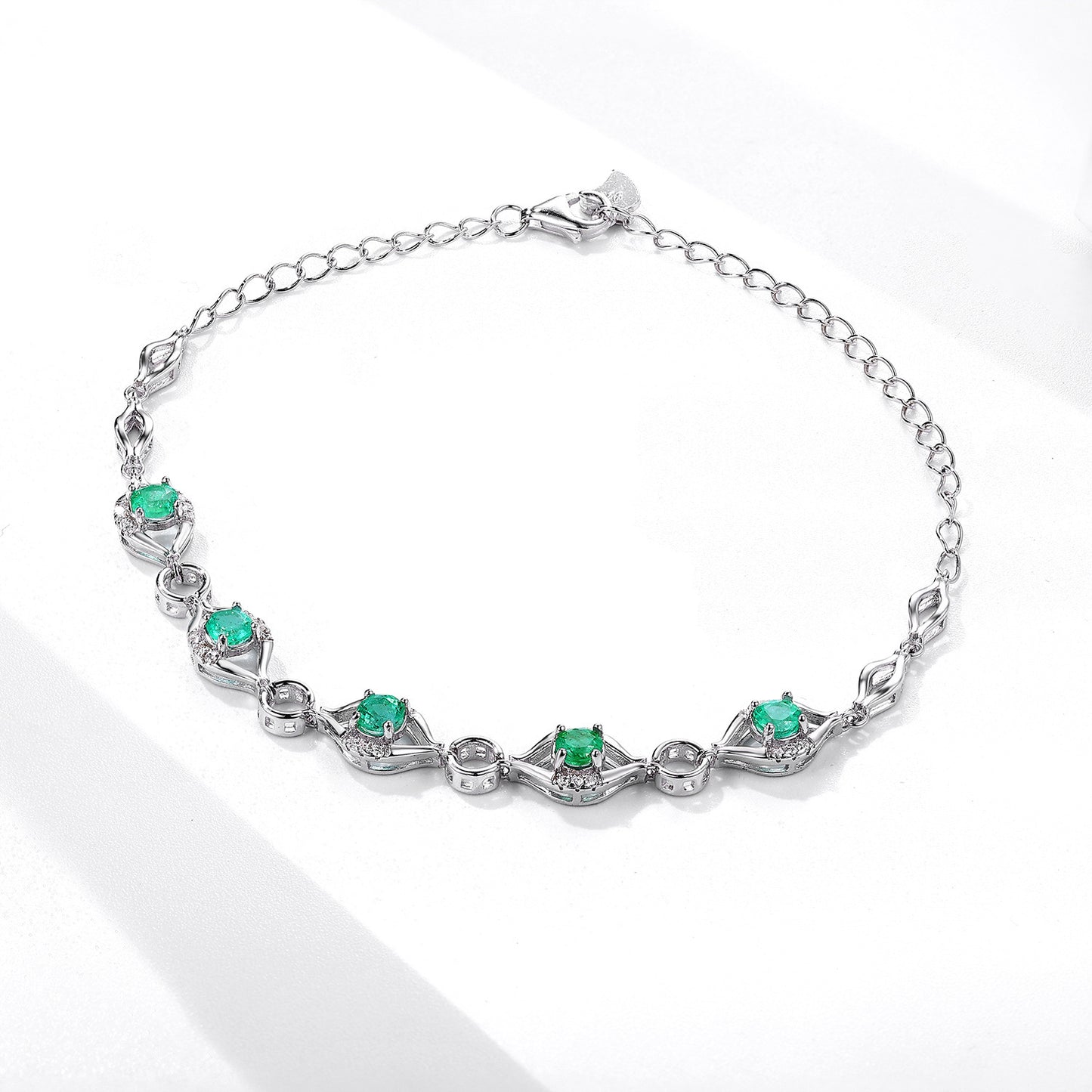 Naturel Émeraude Bracelet Femelle S925 Argent Set Gem Bijoux - Maria B.