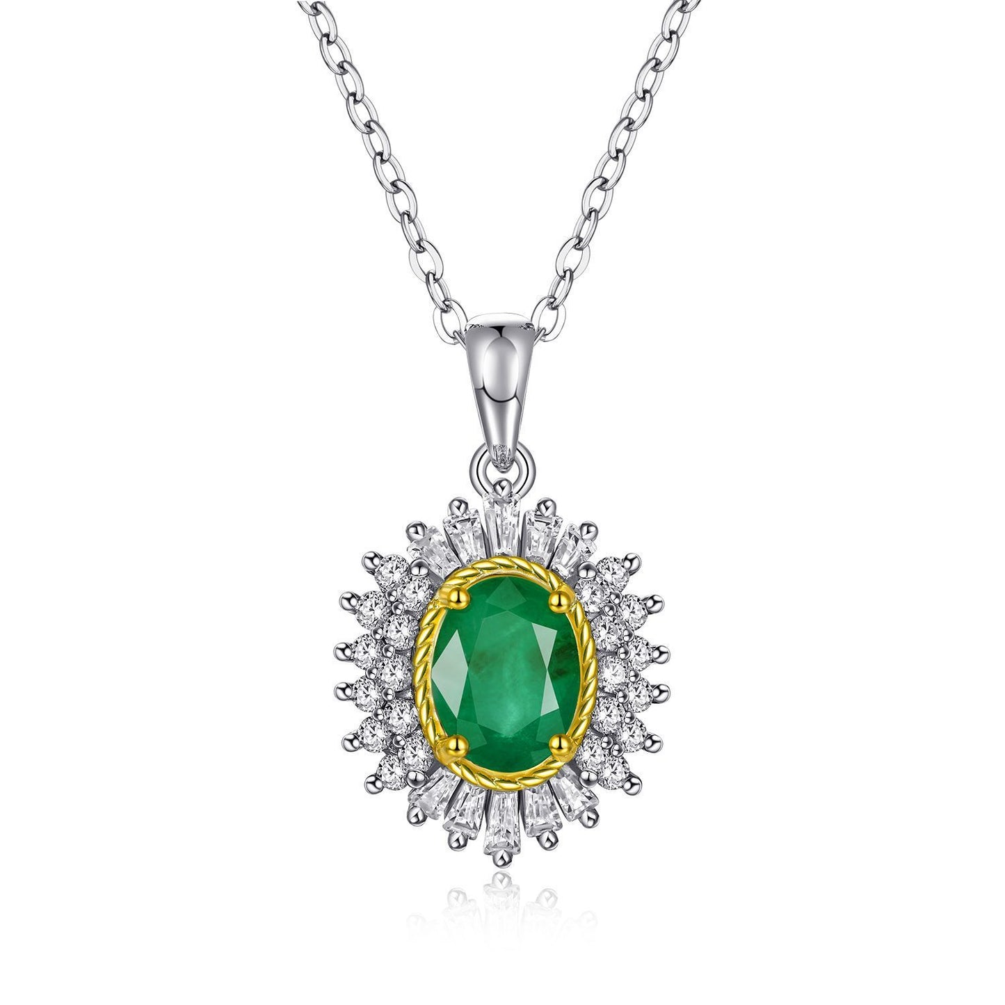 Naturel Émeraude Pendentif Féminin Minoritaire Conception Bijoux S925 Argent Chaîne - Maria B.
