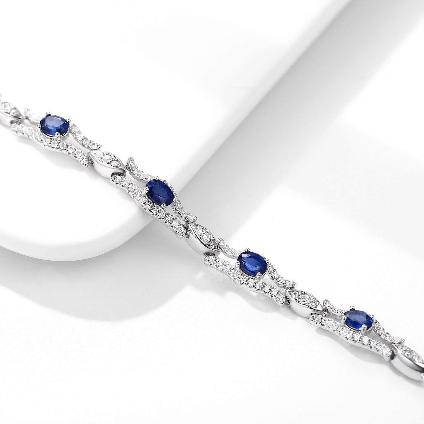 Naturel Saphir Bracelet Femmes de S925 Argent Set Gem Bijoux Prime D'origine Conception Bijoux - Maria B.