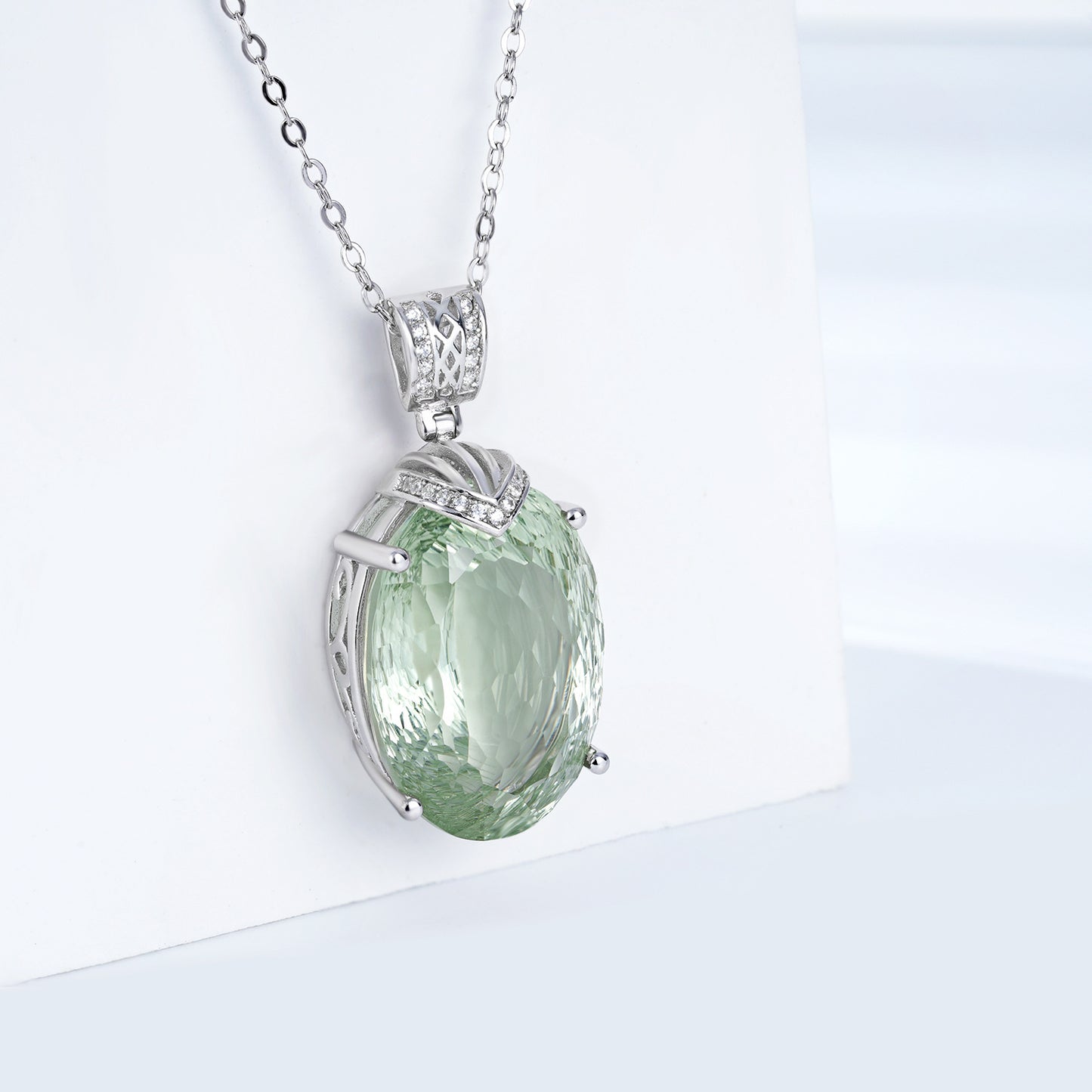 Joyau Naturel cristal vert Collier Pendentif, Avancée S925 Sterling Argent - Maria B.