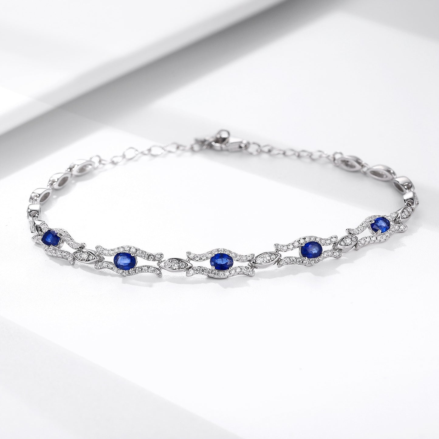 Naturel Saphir Bracelet Femmes de S925 Argent Set Gem Bijoux Prime D'origine Conception Bijoux - Maria B.