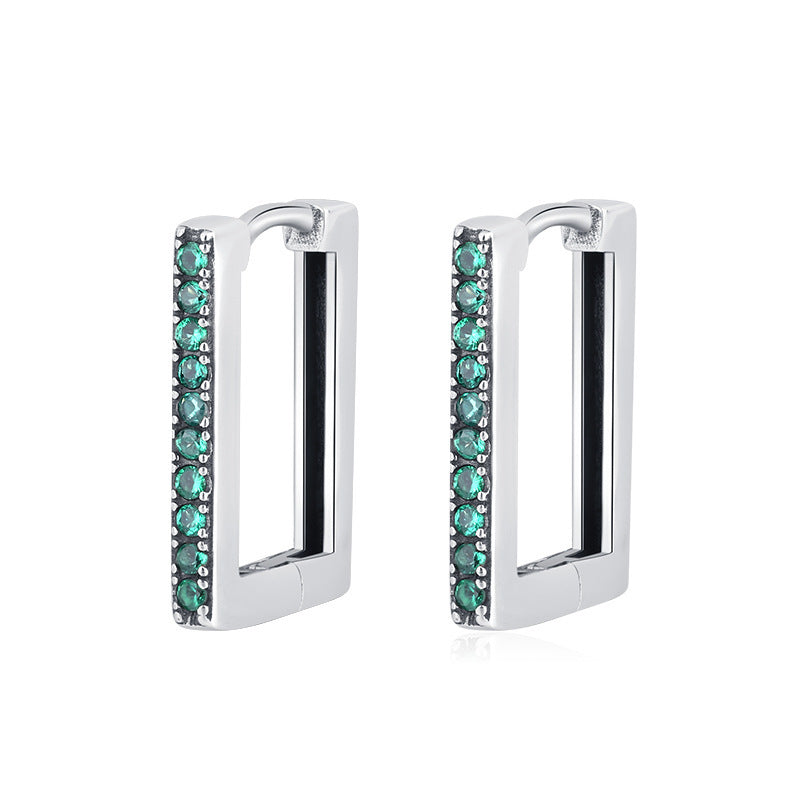 S925 Sterling Argent Géométrique Carré Diamant Thai Argent Boucles D'oreilles - Maria B.