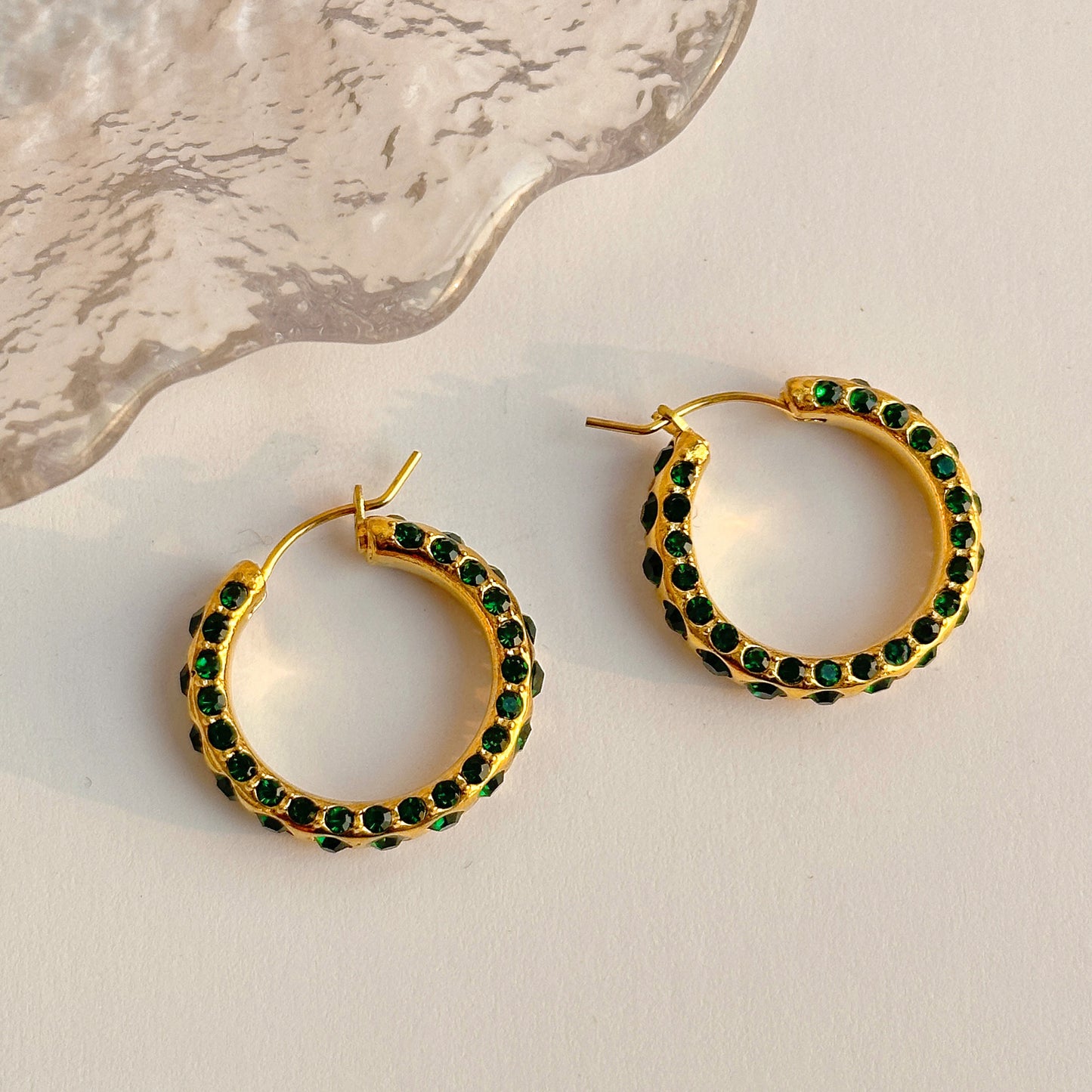 Boucles d'oreilles Corale - Acier Titane, Zircons