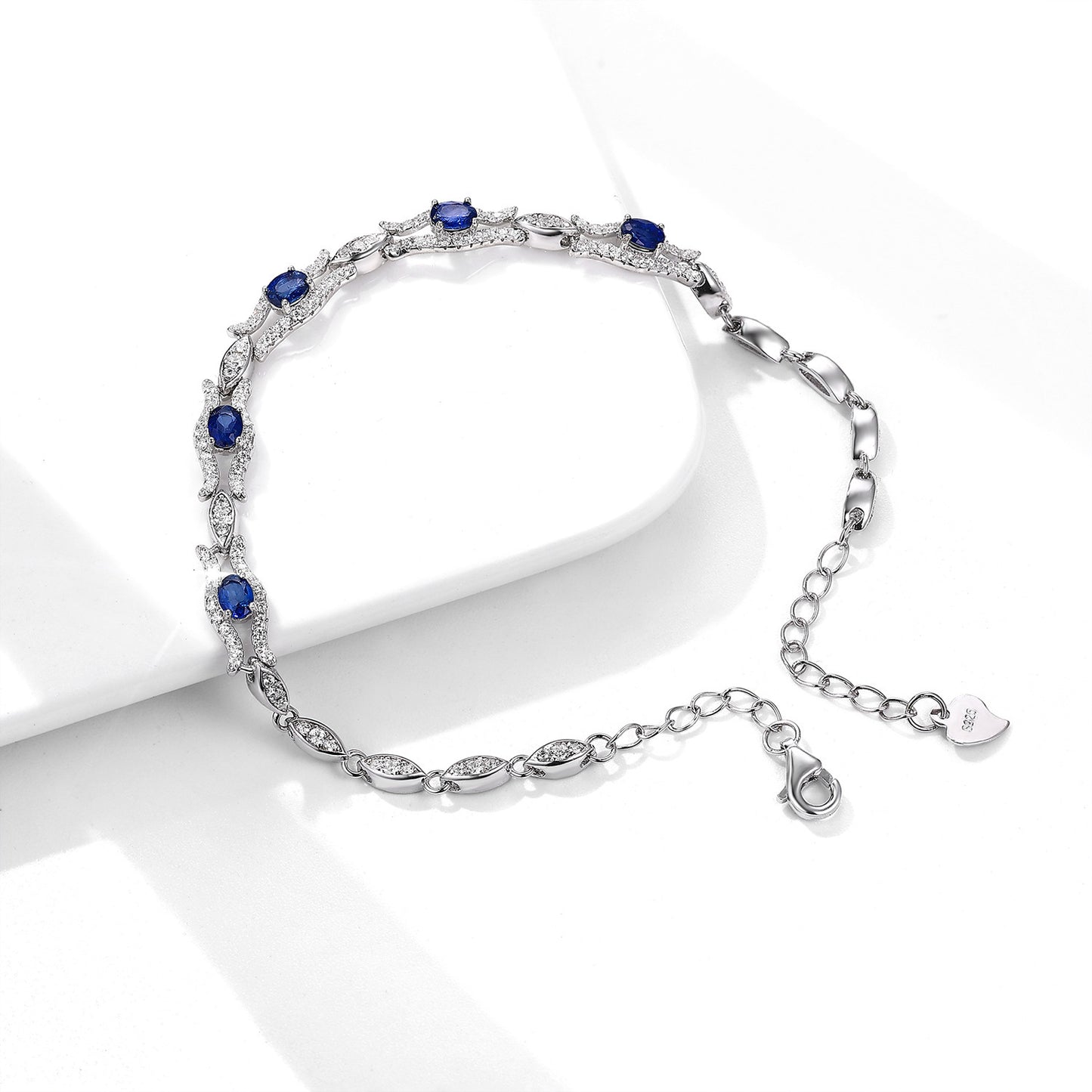 Naturel Saphir Bracelet Femmes de S925 Argent Set Gem Bijoux Prime D'origine Conception Bijoux - Maria B.