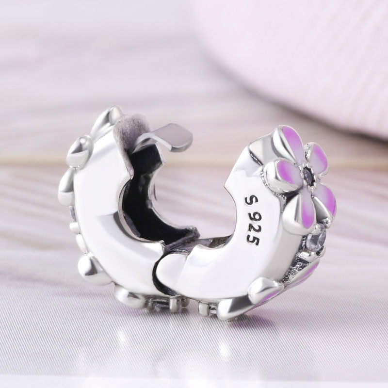 Charm Clip Marguerite Violette - Argent S925