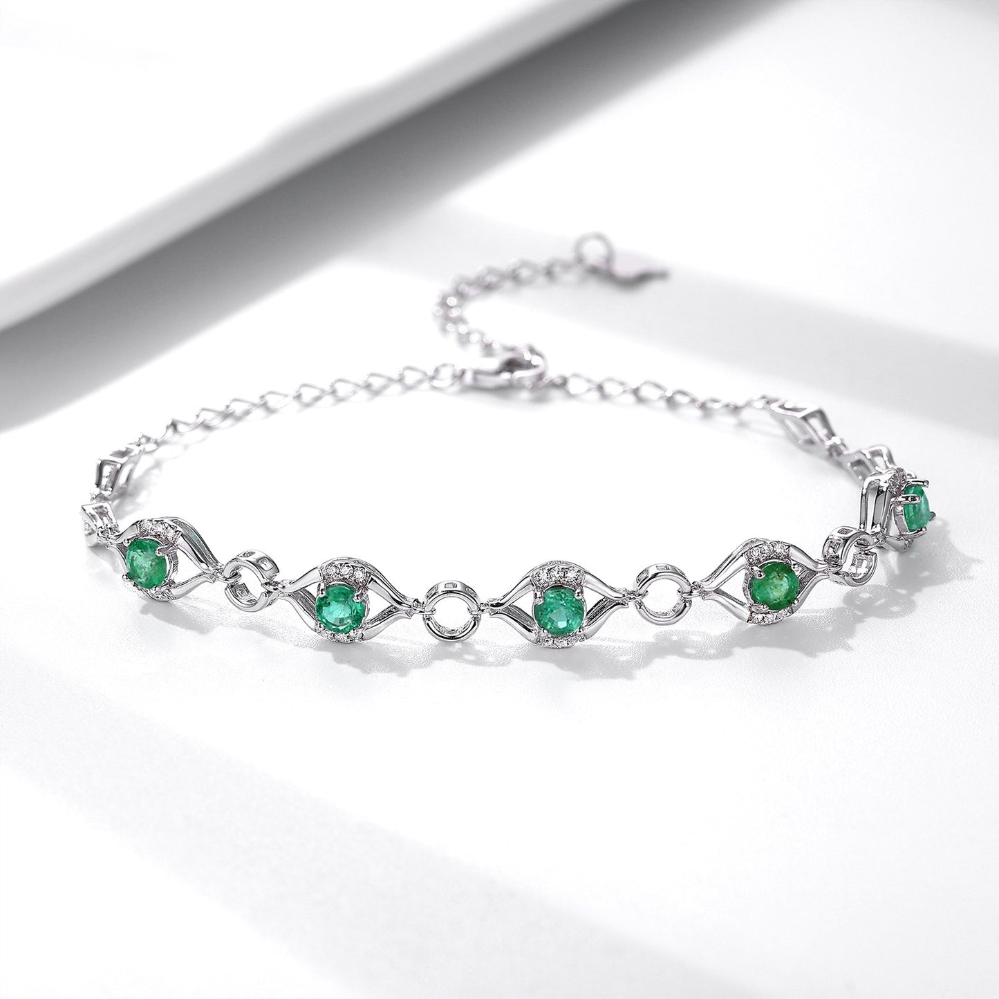 Naturel Émeraude Bracelet Femelle S925 Argent Set Gem Bijoux - Maria B.
