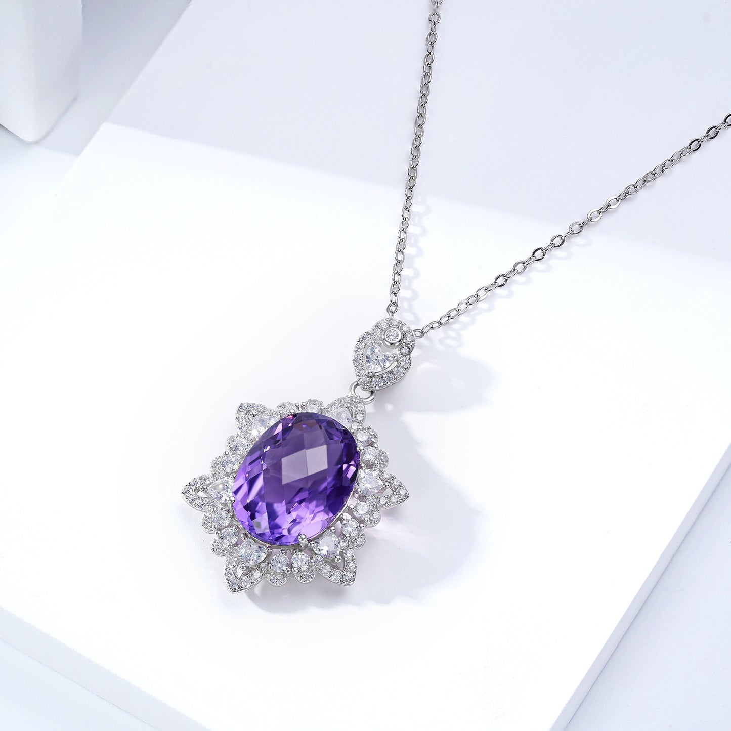 Natural Amethyst Necklace Women's 925 Silver - Maria B.