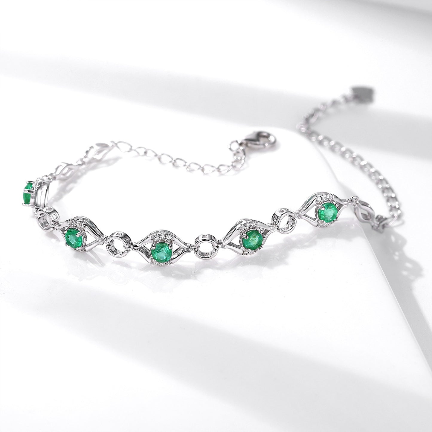 Naturel Émeraude Bracelet Femelle S925 Argent Set Gem Bijoux - Maria B.