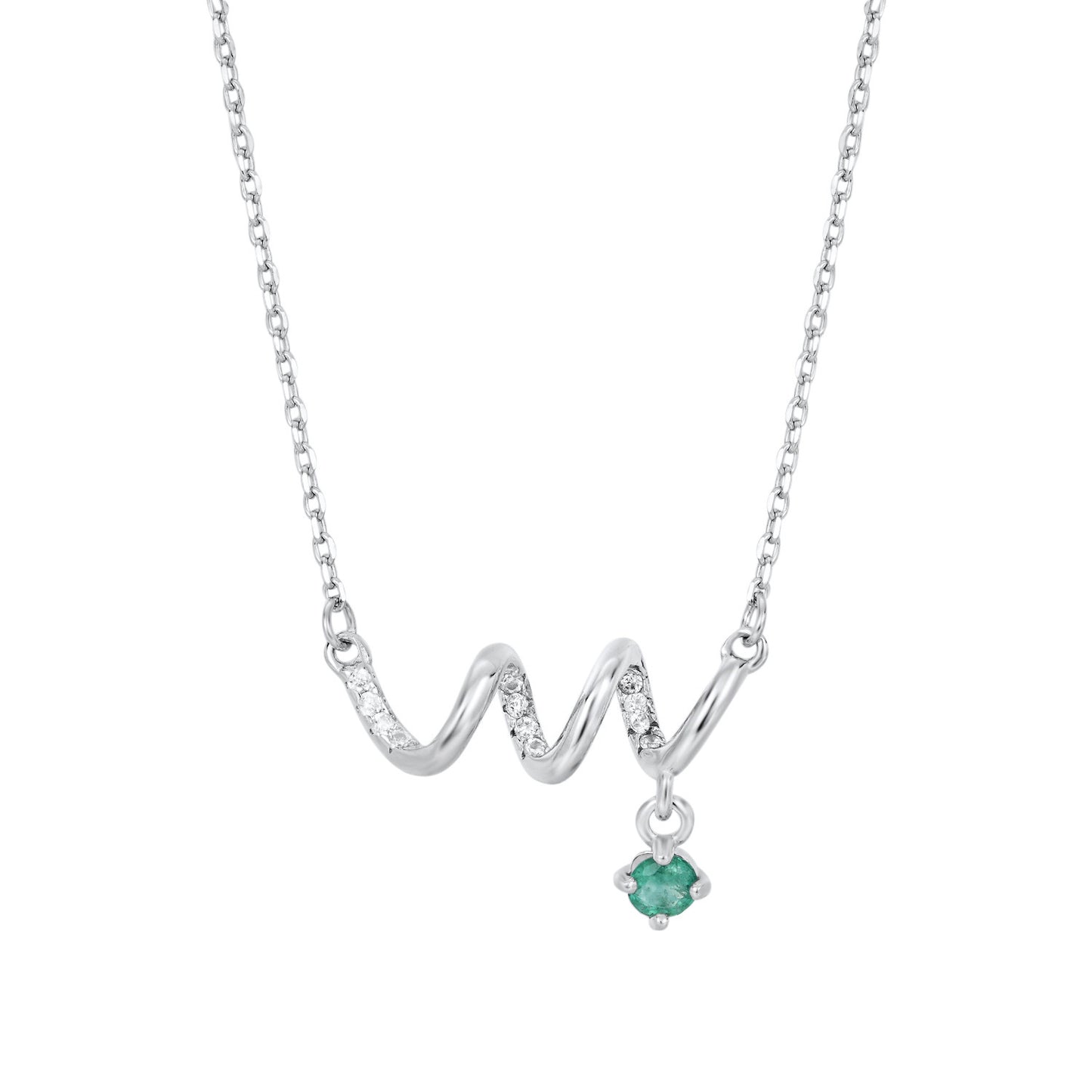 Fashion ECG Necklace Versatile Women's Jewelry Simple S925 Silver Set Emerald Pendant Collar Chain - Maria B.
