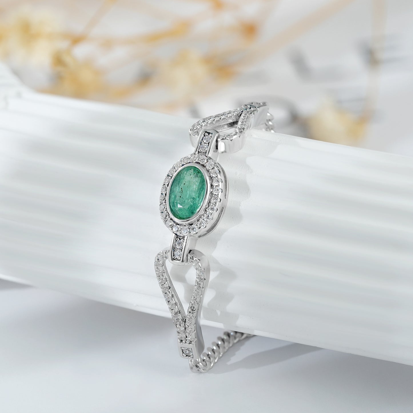 Mode S925 Argent Émeraude Bracelet Avec Zircone - Maria B.