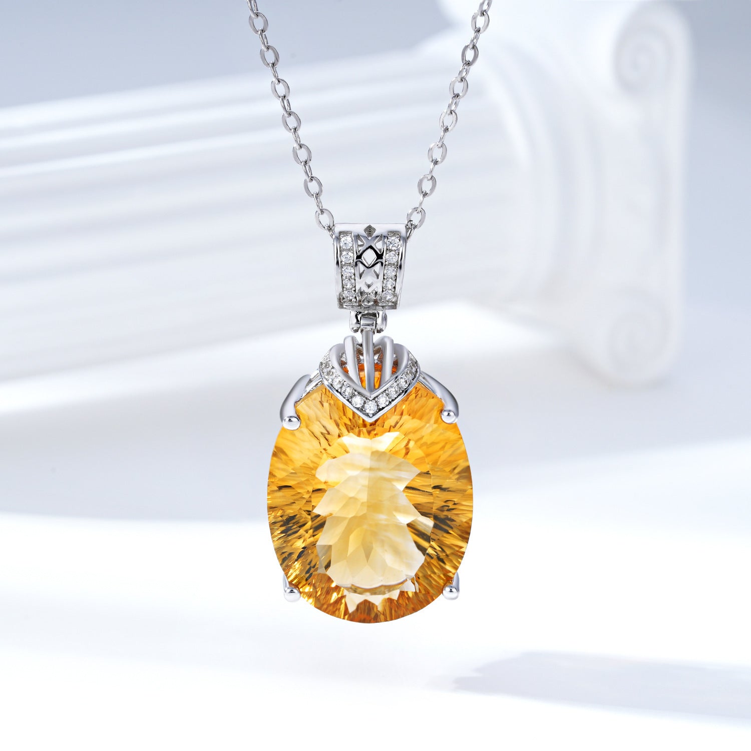 Élégant Naturel Topaze Pendentif De Luxe 925 Femmes Collier En Argent Collier Chaîne Jour de Valentine Cadeau Pour Petite Amie - Maria B.