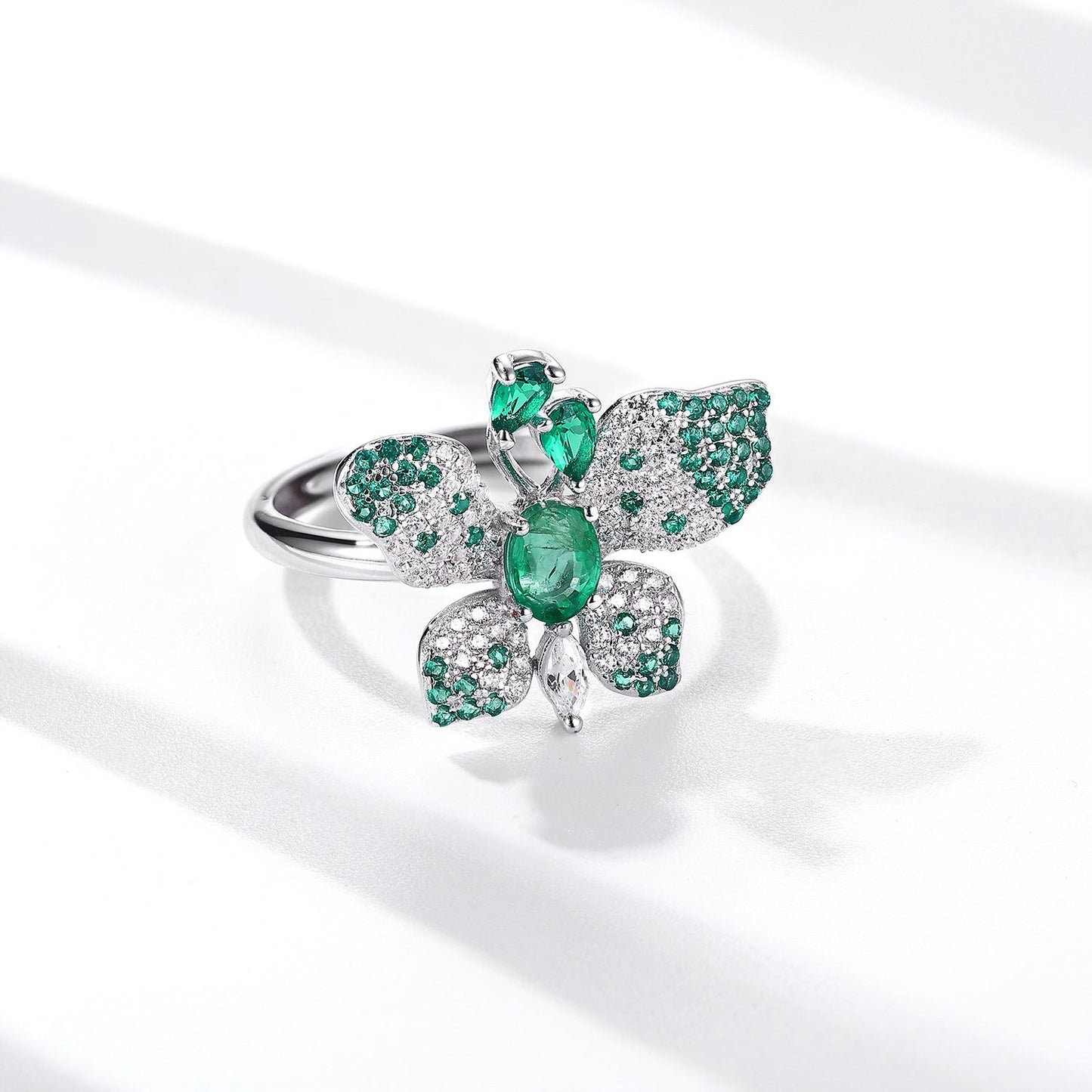 Bague Butterfly - Émeraude et Argent Sterling 925 - Maria B.