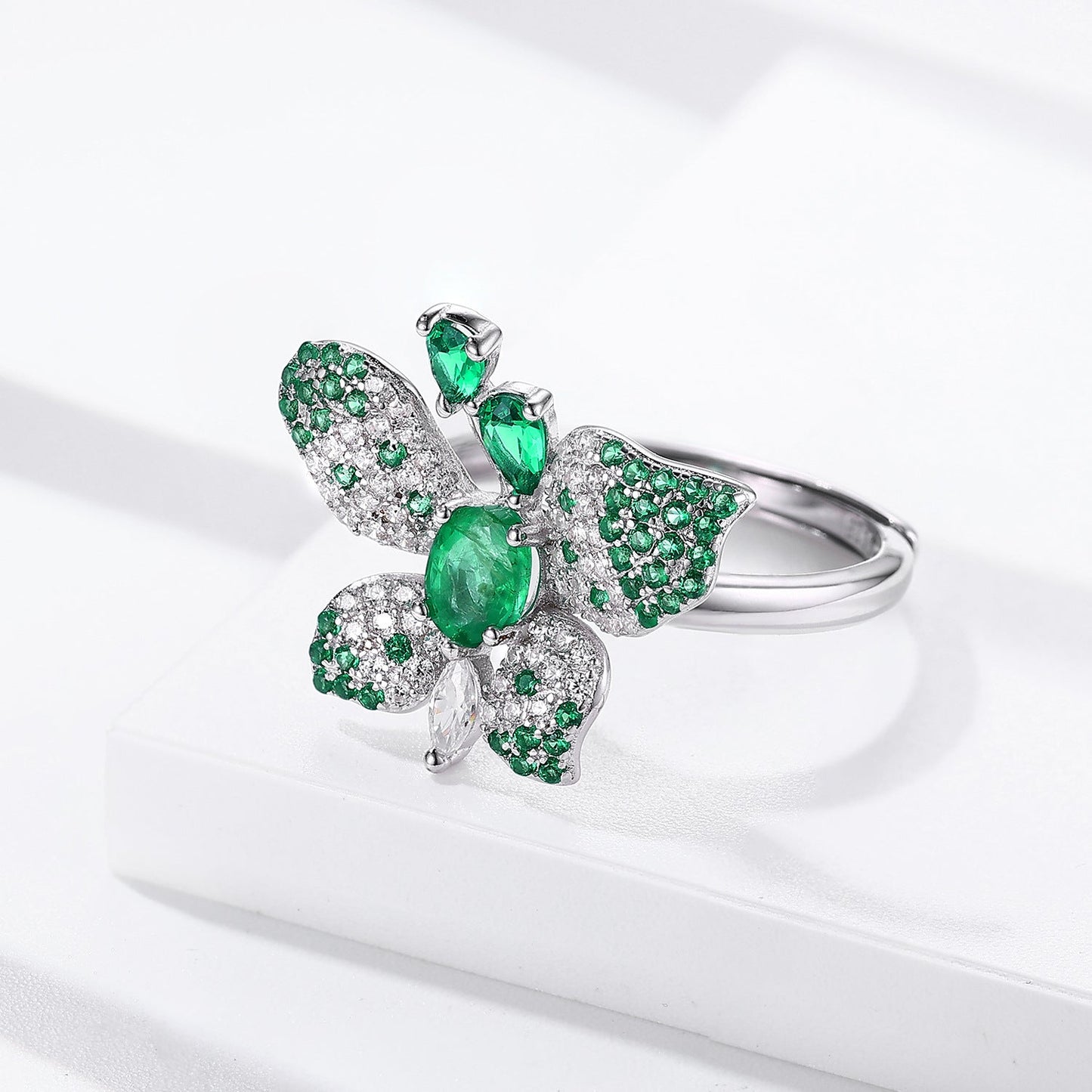 Bague Butterfly - Émeraude et Argent Sterling 925 - Maria B.
