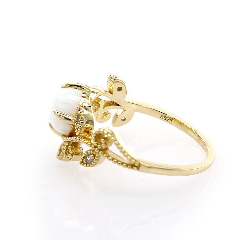 Bague Lou - Argent Sterling 925 Plaqué Or et Opale - Maria B.