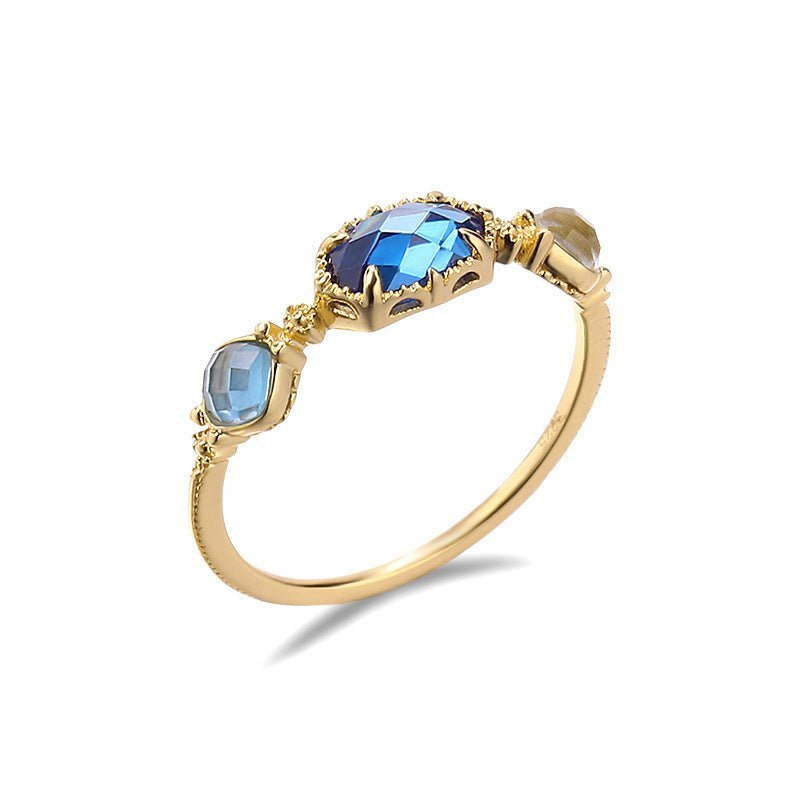 Bague Lucy - Argent Sterling, Topaze naturelle et Zircons - Maria B.