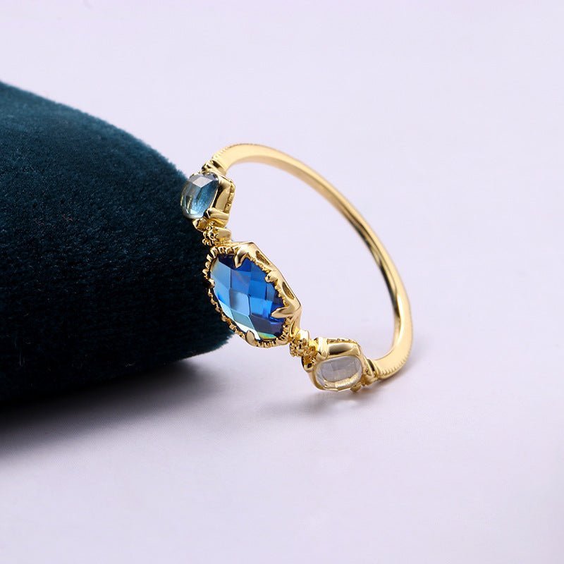 Bague Lucy - Argent Sterling, Topaze naturelle et Zircons - Maria B.