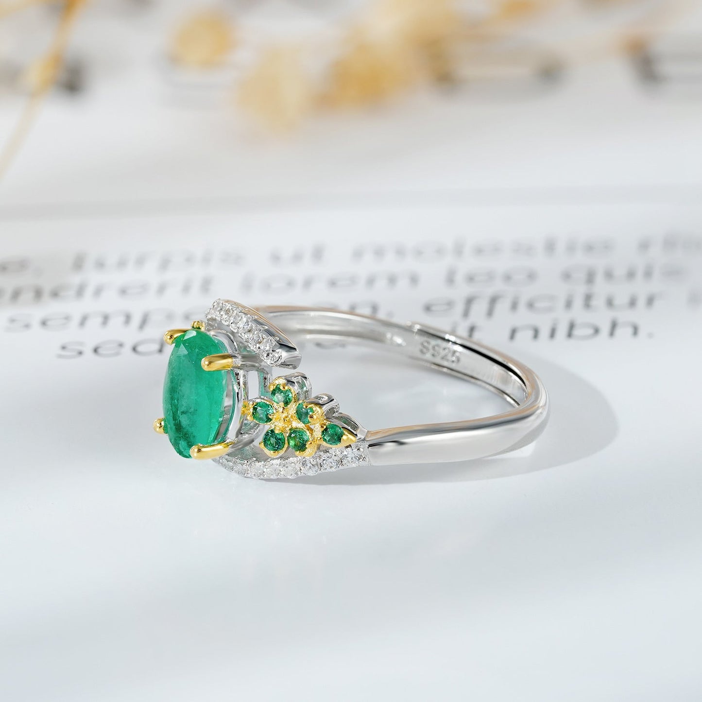 Bague Mya - Émeraude Argent Sterling 925 - Maria B.