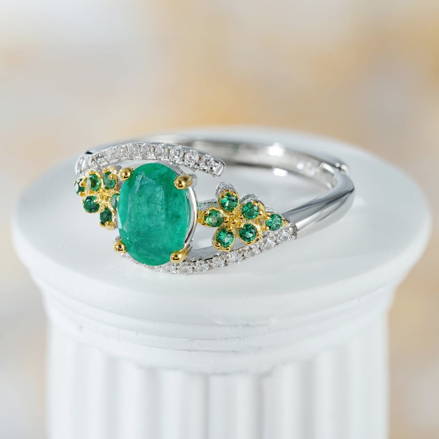 Bague Mya - Émeraude Argent Sterling 925 - Maria B.