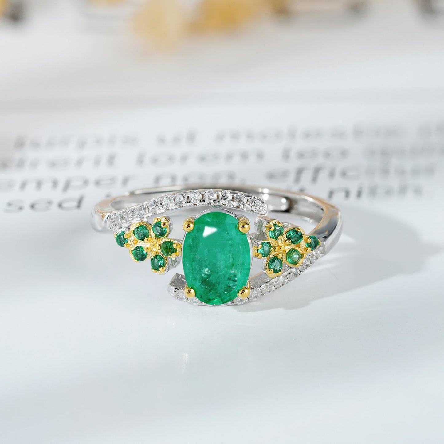 Bague Mya - Émeraude Argent Sterling 925 - Maria B.