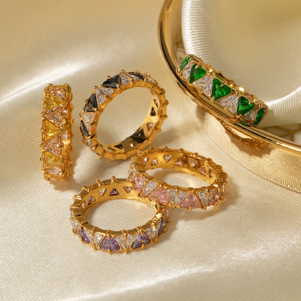 Bague Tricarat - Acier inoxydable plaqué or 18K - Maria B.
