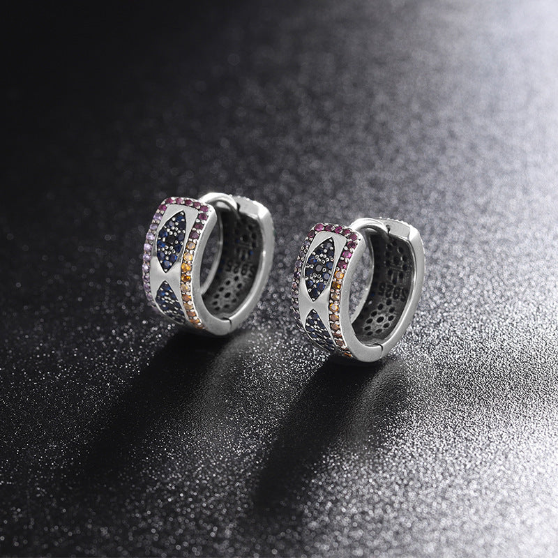 Sterling Silver 925 Ring Women's Luxury Small Group Full Diamond Wide Edition Earrings - Maria B.