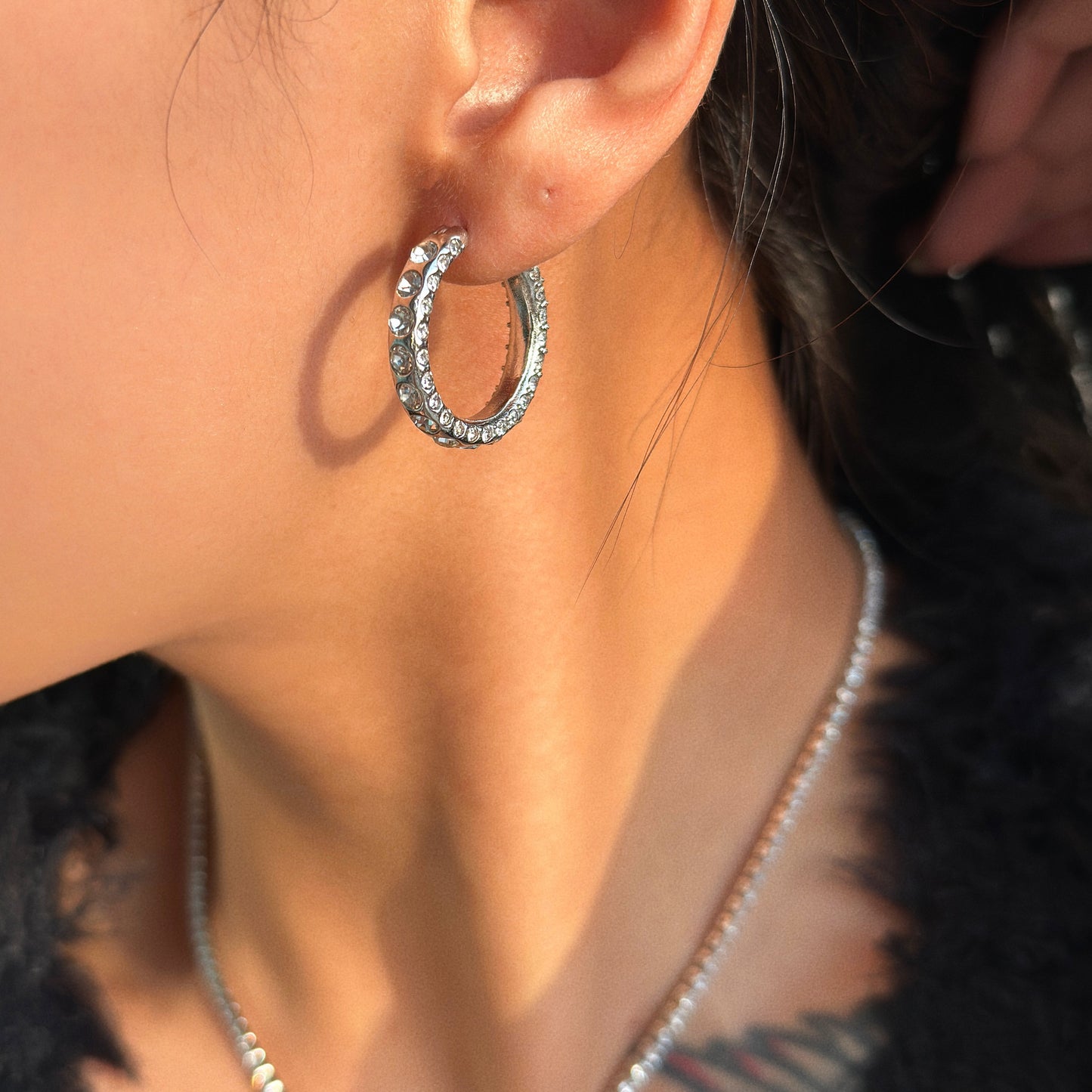 Boucles d'oreilles Corale - Acier Titane, Zircons