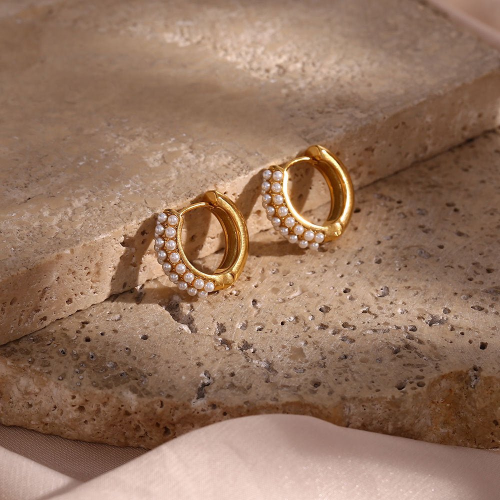 Boucles d'oreilles Cascade de Perles - Acier inoxydable plaqué Or 18K - Maria B.