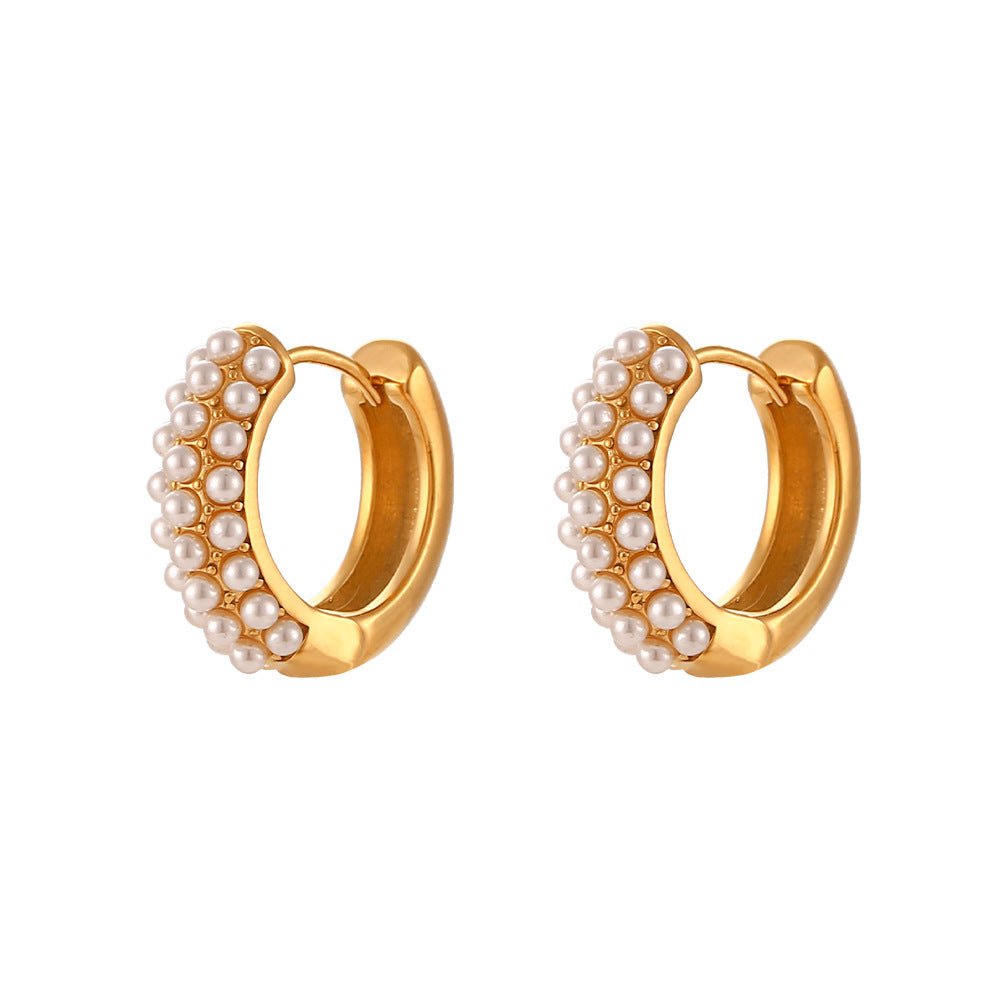Boucles d'oreilles Cascade de Perles - Acier inoxydable plaqué Or 18K - Maria B.