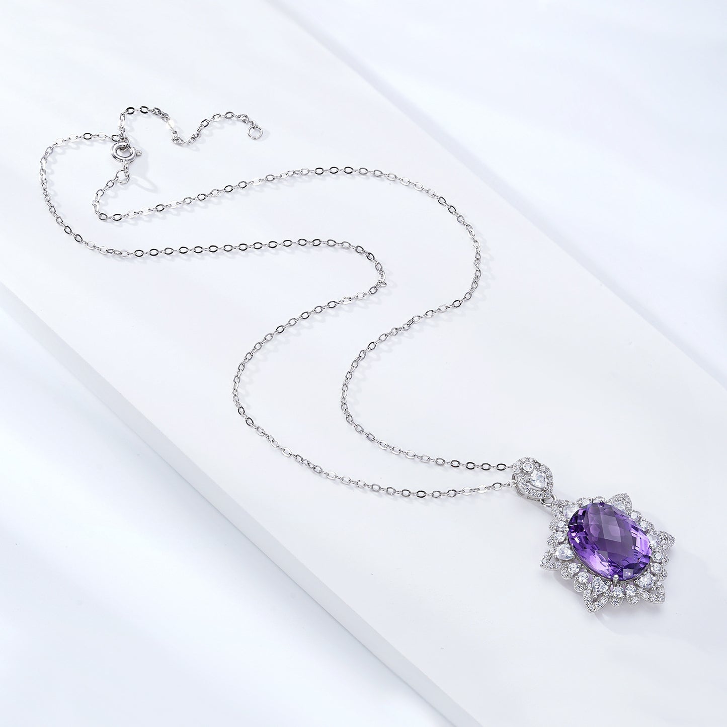 Natural Amethyst Necklace Women's 925 Silver - Maria B.