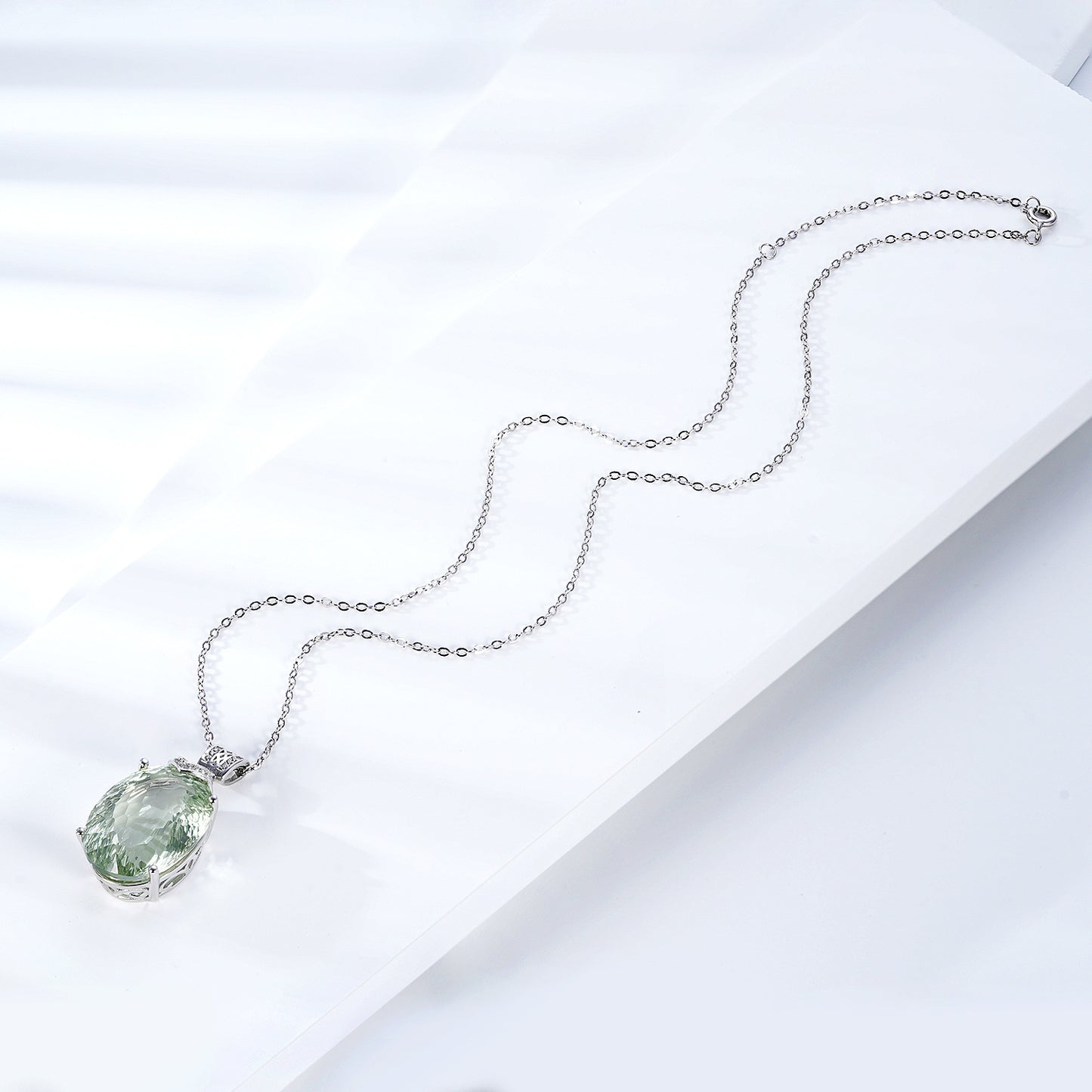 Joyau Naturel cristal vert Collier Pendentif, Avancée S925 Sterling Argent - Maria B.