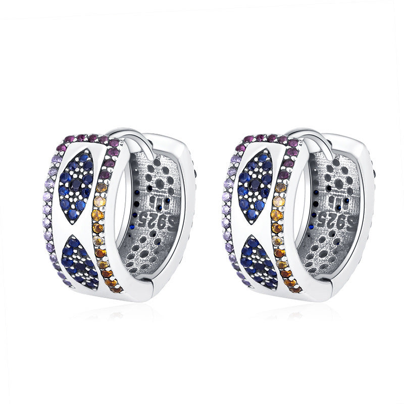Sterling Silver 925 Ring Women's Luxury Small Group Full Diamond Wide Edition Earrings - Maria B.